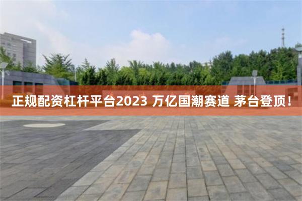 正规配资杠杆平台2023 万亿国潮赛道 茅台登顶！