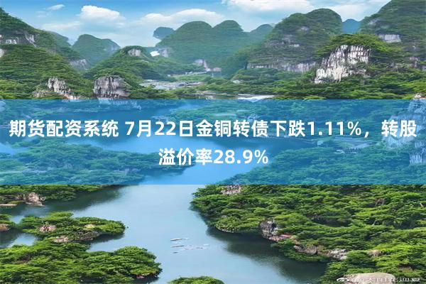 期货配资系统 7月22日金铜转债下跌1.11%，转股溢价率28.9%