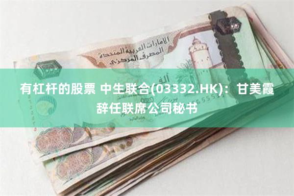 有杠杆的股票 中生联合(03332.HK)：甘美霞辞任联席公司秘书